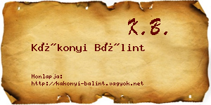 Kákonyi Bálint névjegykártya