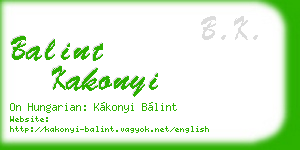 balint kakonyi business card
